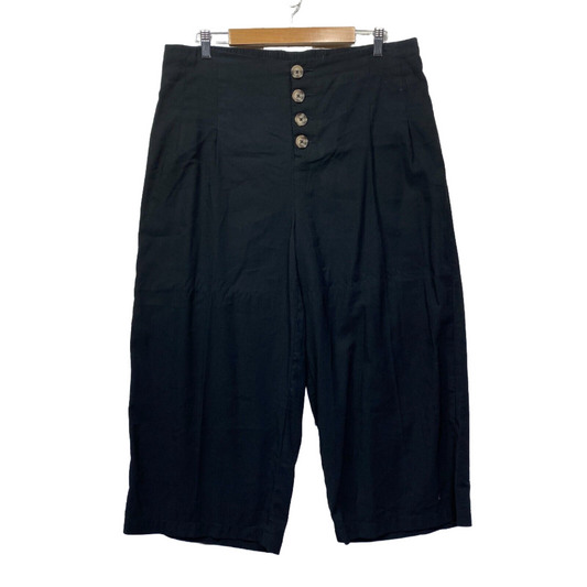 Anko Pants Size 18 Plus Black Pockets Cropped Casual Viscose Elastic Waist