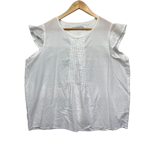 Target Top Size 18 Plus White Short Sleeve Ruffle Sheer Pleated Cotton