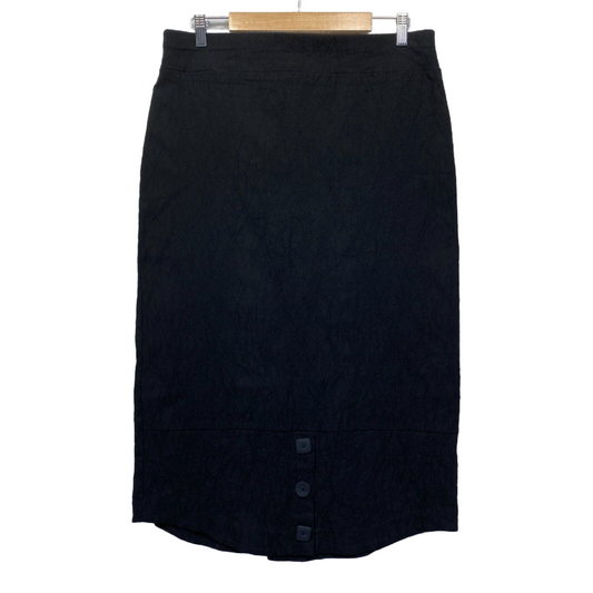 Taking Shape Skirt 14 Plus Black Midi Length Textured Viscose Blend Preloved