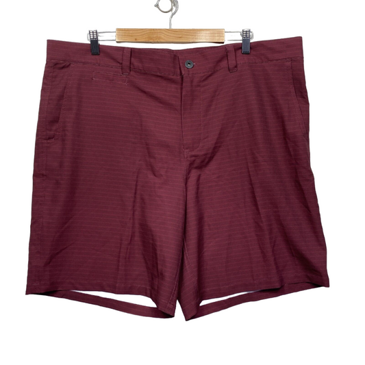 Target Shorts Mens 44 Plus Maroon Pockets Zip Fly Casual Striped Big & Tall New