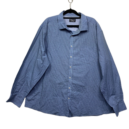 Mr Big Shirt Mens 4XL Plus Blue Long Sleeve Button Up Collared Check Big & Tall Preloved