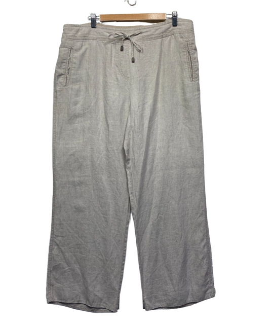Marks & Spencer Linen Pants Size 18 Plus Beige Pockets Drawstring Preloved