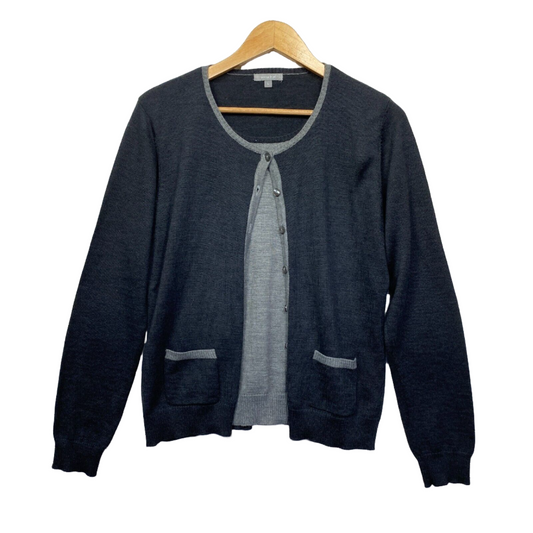 Yarra Trail Cardigan Jumper Size 14 Large Grey Wool Blend Long Sleeve Preloved