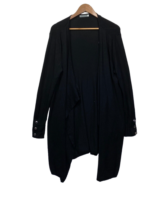 Katies Cardigan Jumper Size Large 14 16  Black Long Sleeve Knit Pockets Preloved