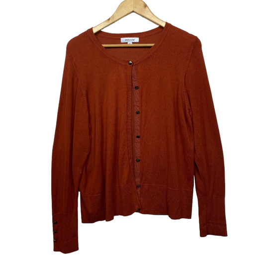 Preview Top Size 2XL Plus Rust Long Sleeve Knit Button Up Viscose