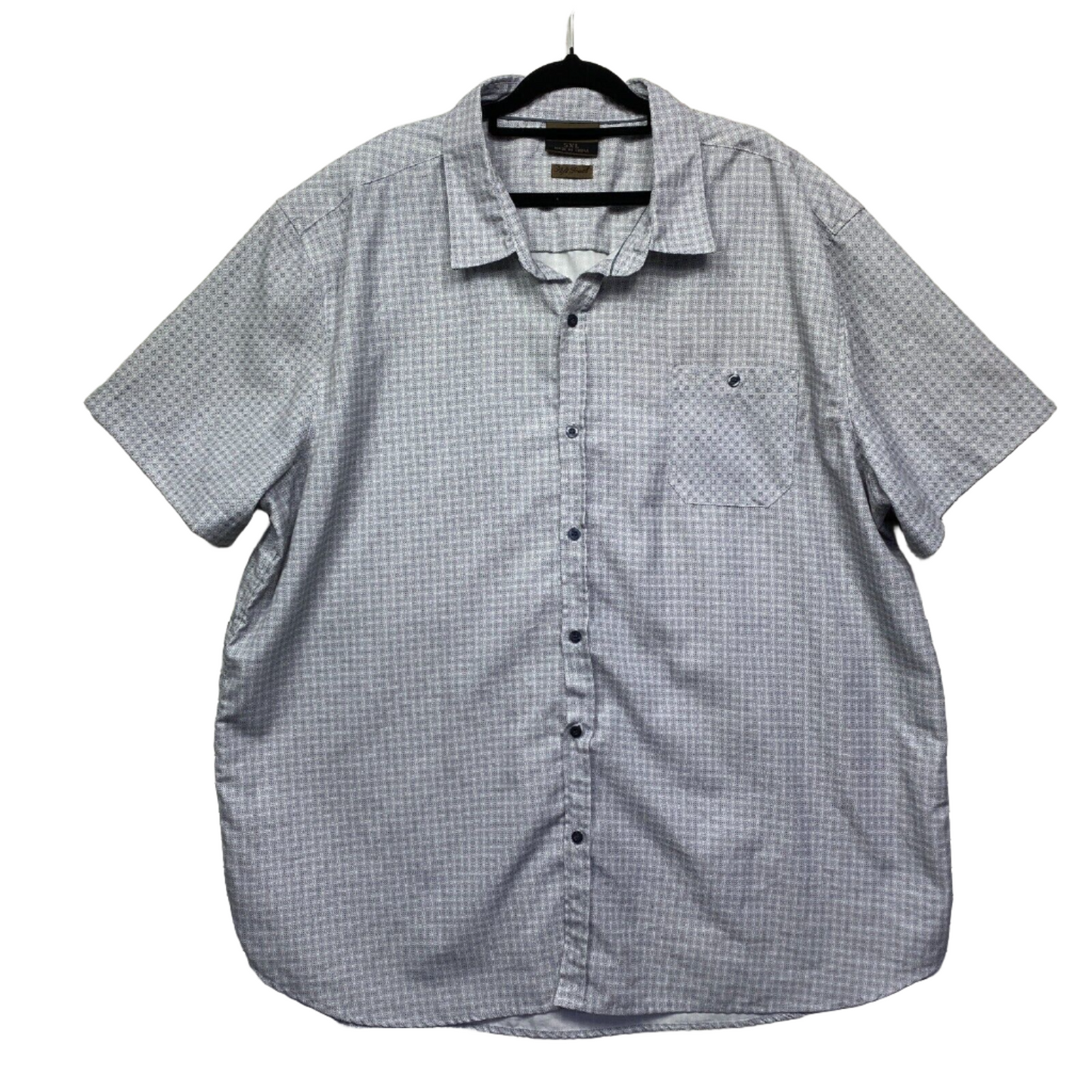 Joe & Co Shirt Mens 5XL Plus Grey Short Sleeve Button Up Soft Touch