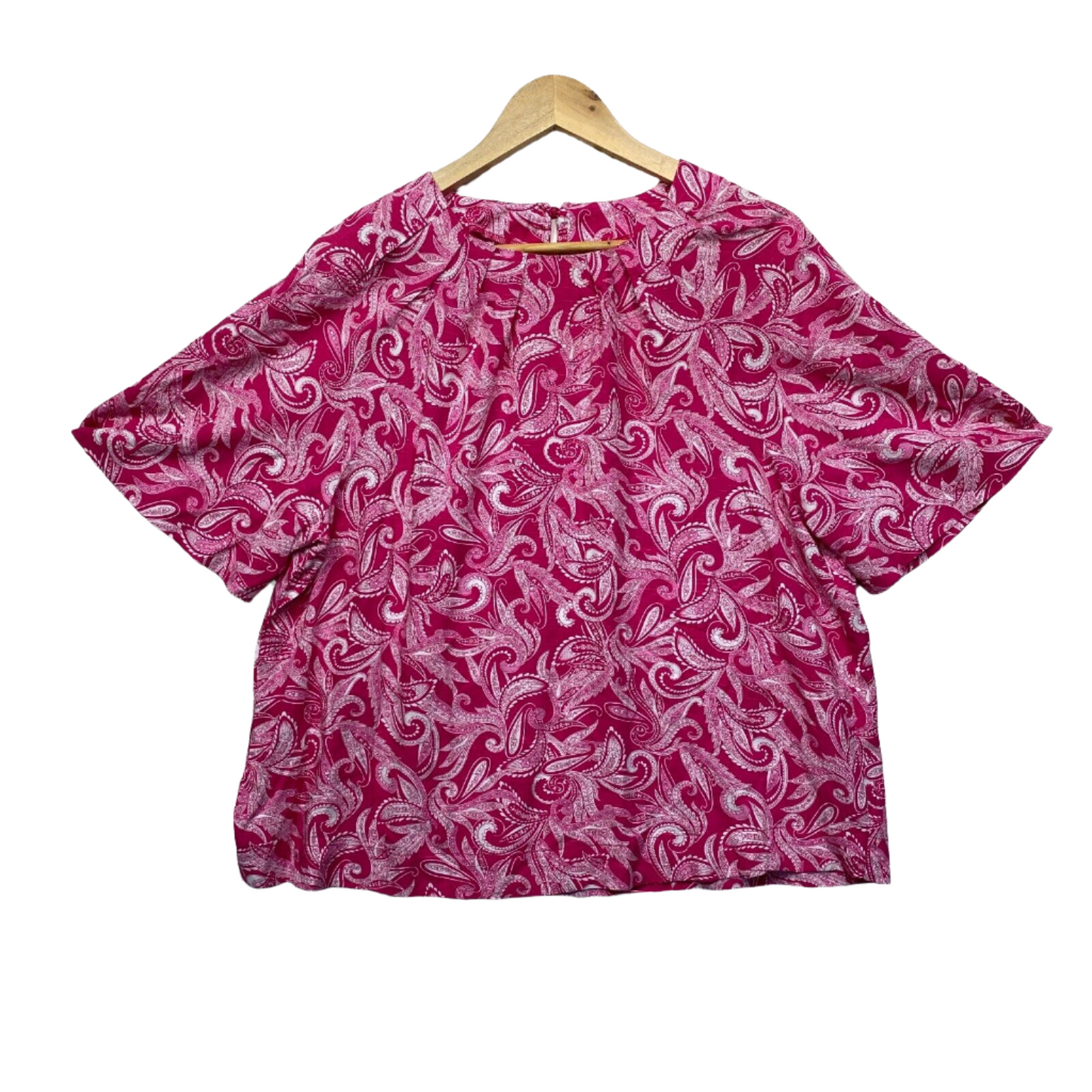 Anko Top Size 14 Pink Paisley Print Short Sleeve Viscose