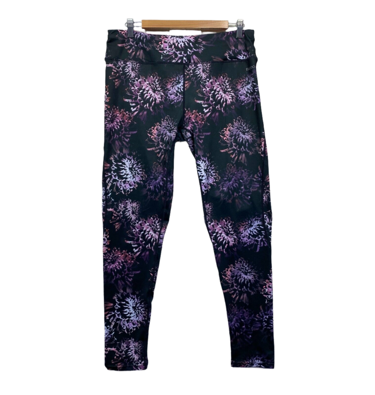 Ell & Voo Leggings Size 16 Black Floral Activewear Full Length