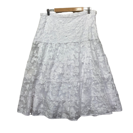 Noni B Skirt Size 14 White Sheer Mesh Floral Overlay Occasion Cocktail Lined