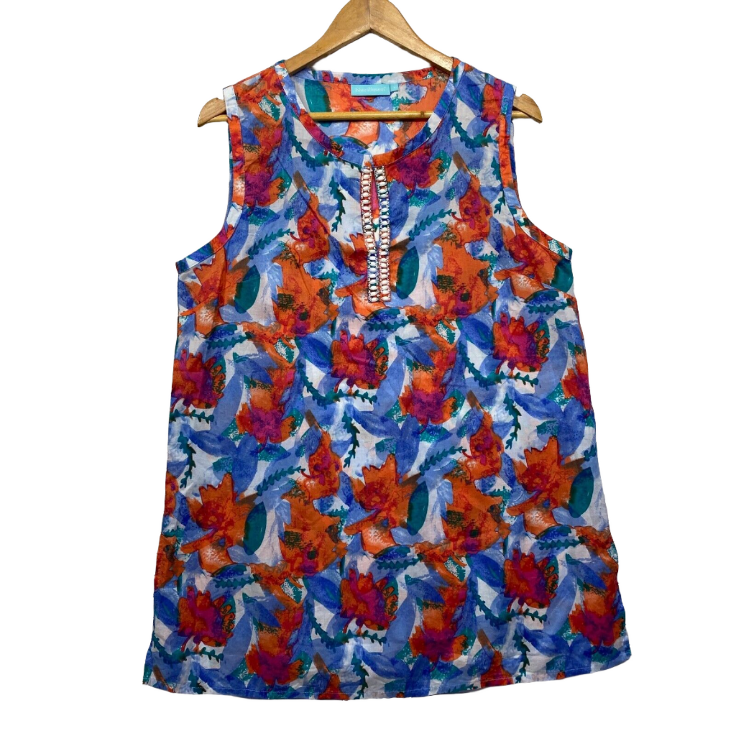 Blue Illusion Top Size Large Sleeveless Multicoloured Floral