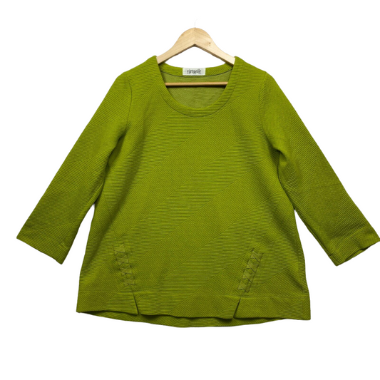 Virtuelle Top Size 14 XXS Plus Green Long Sleeve Cotton Blend