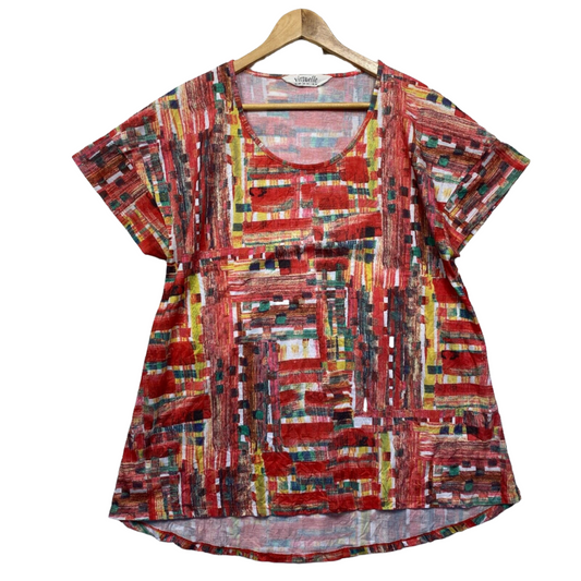 Virtuelle Top Size 14 Plus XXS Multicoloured Tunic Short Sleeve