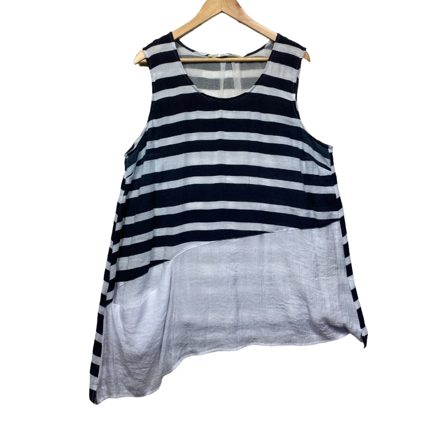 Virtuelle Top Size 18 Plus Blue White Striped Tunic Sleeveless