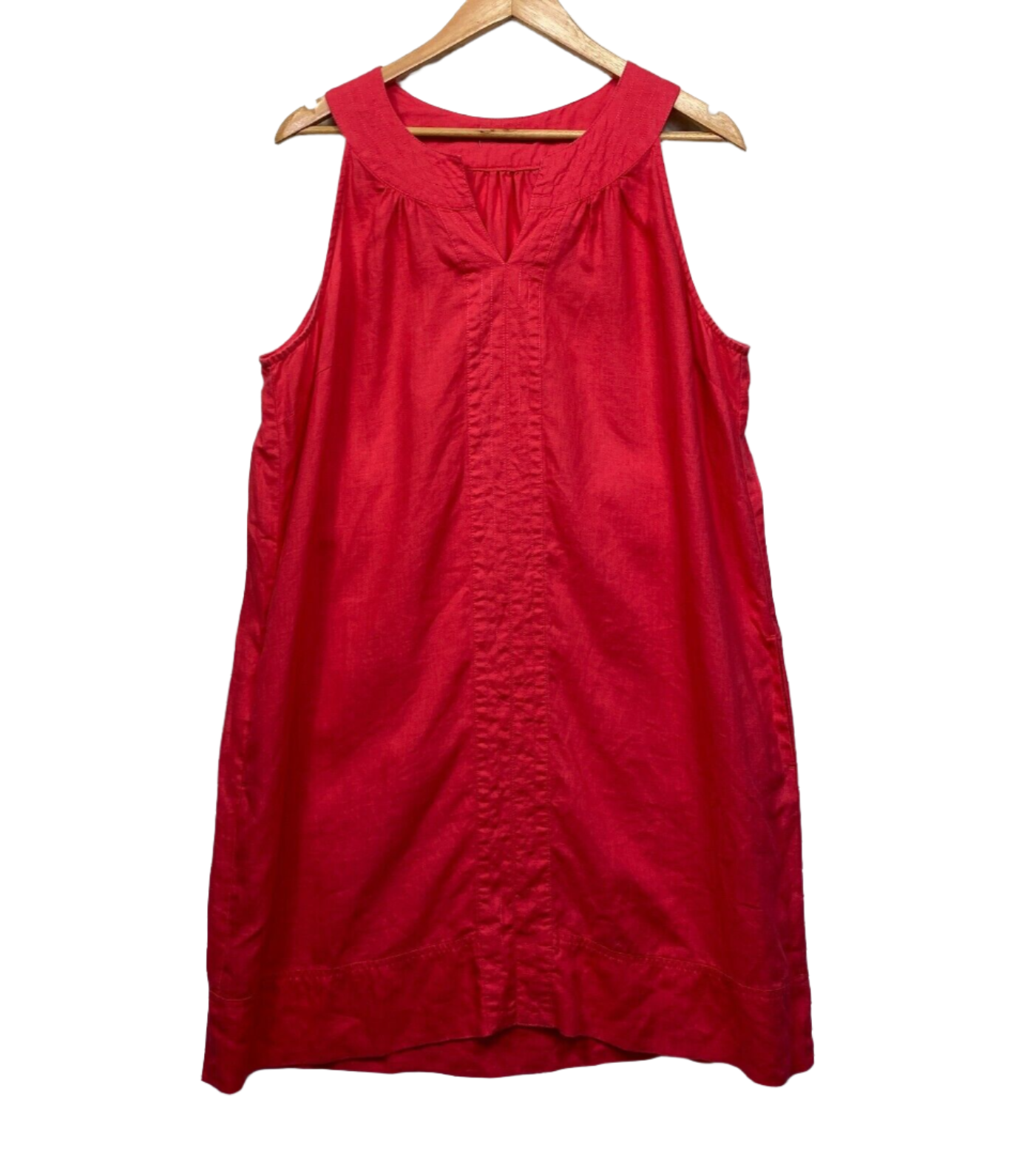 Target Linen Dress Size 16 Plus Red Sleeveless Pockets