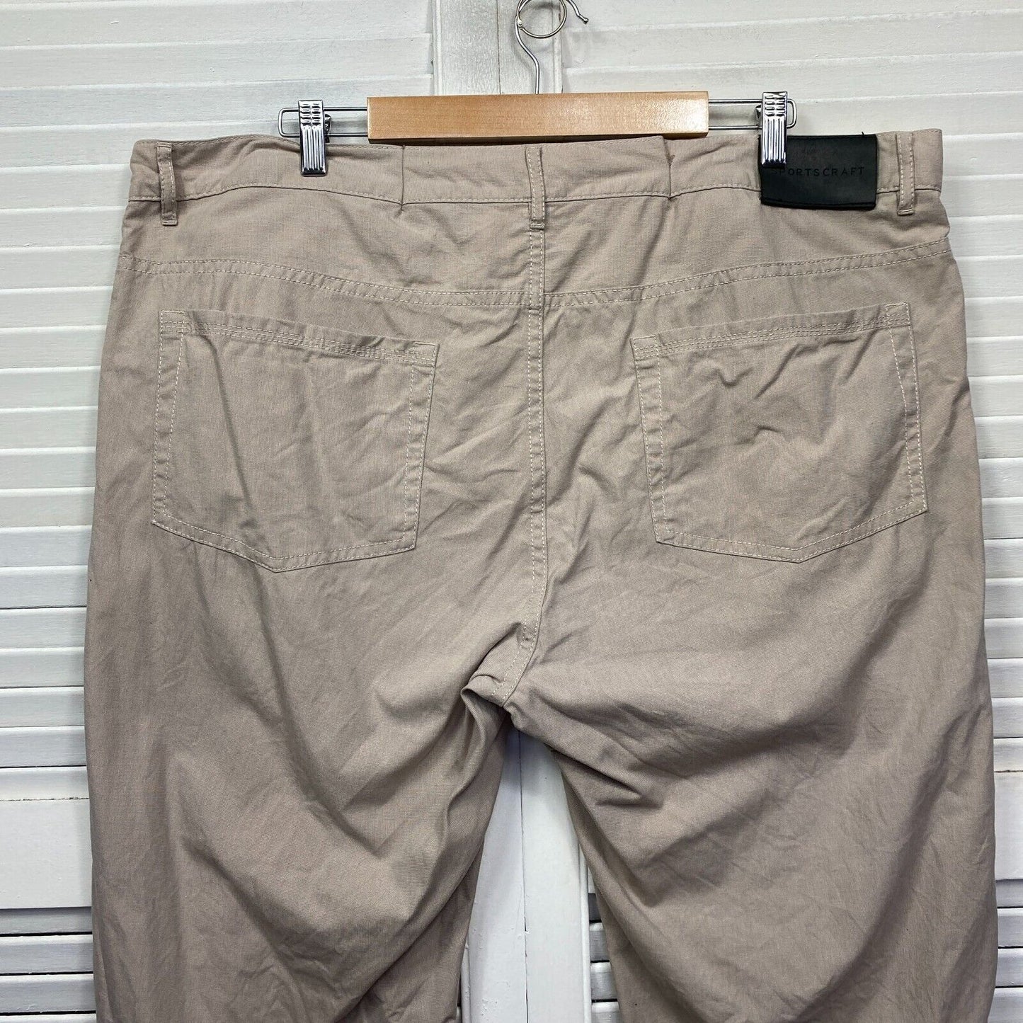 Sportscraft Pants Mens 42 / 107 Plus Beige Pockets Casual Cotton Big Tall Preloved