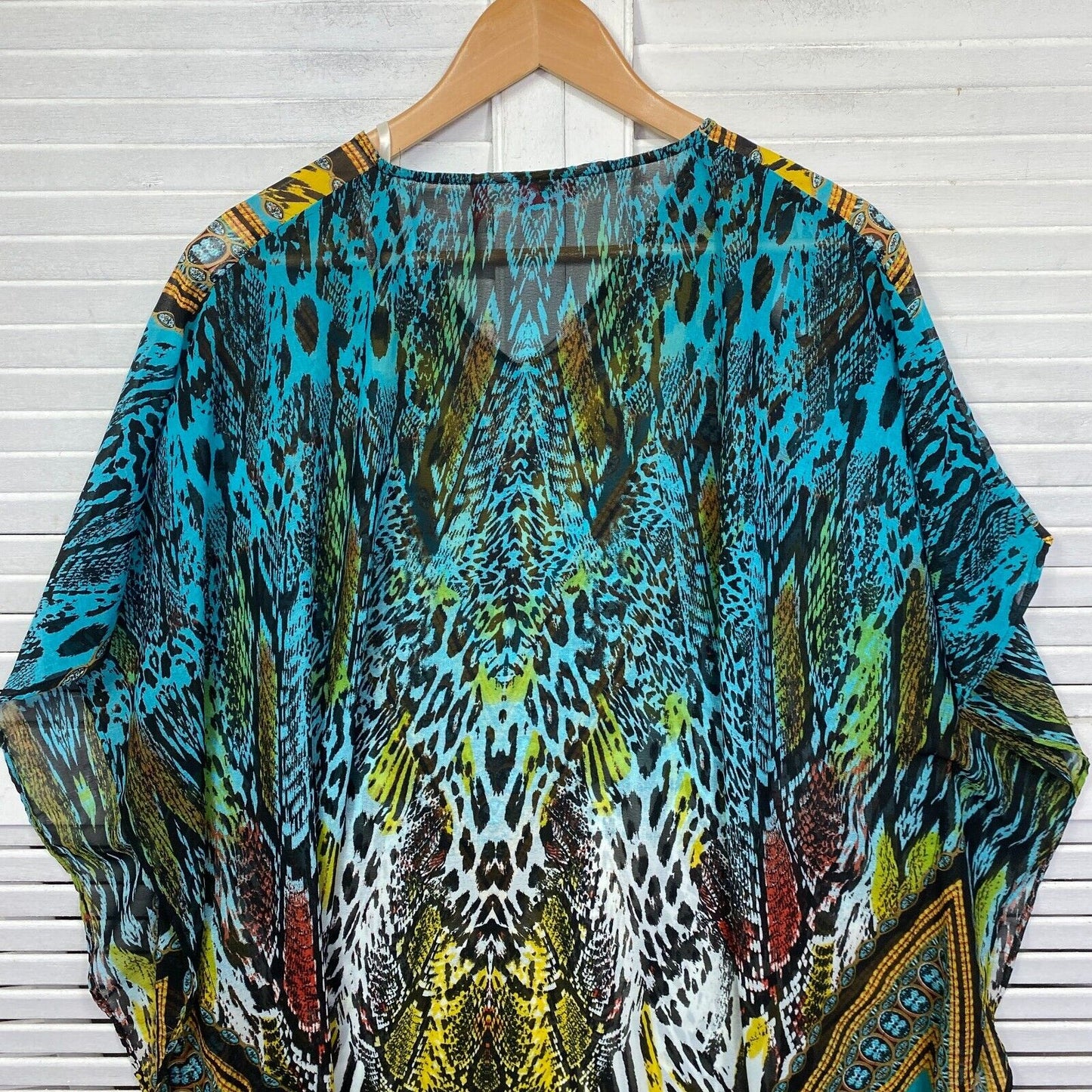 Millers Kaftan Dress Size 18 Plus Multicoloured Short Sleeve V Neck