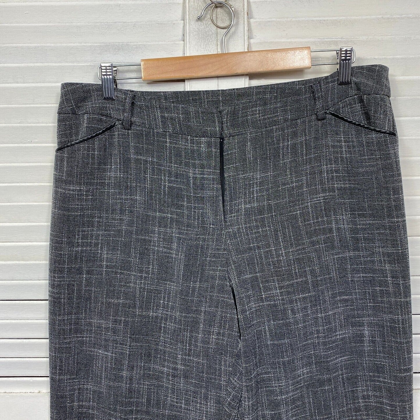 Suzanne Grae Pants Size 14 Grey Check Office Pockets Full Length