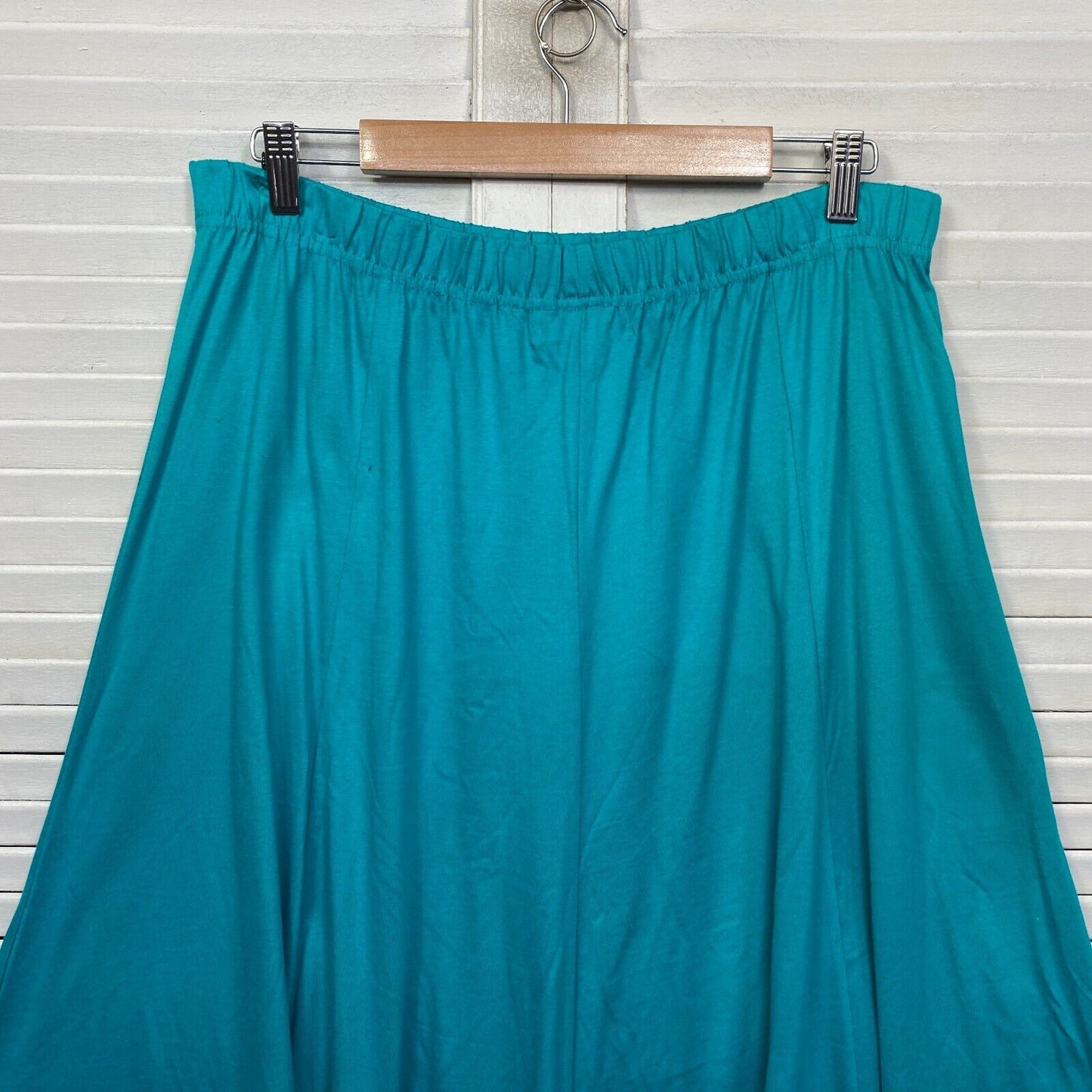 Victoria Hill Skirt Size 16 Plus Blue Midi Length 100% Cotton Elastic Waist