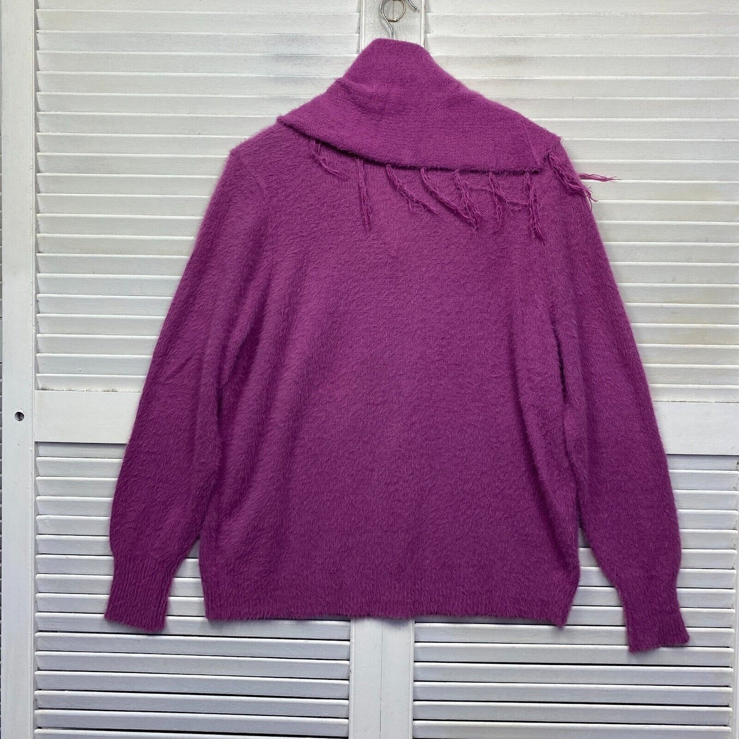 Rockmans Jumper XL Pink Purple Cowl Neck Long Sleeve Knit Fluffy New