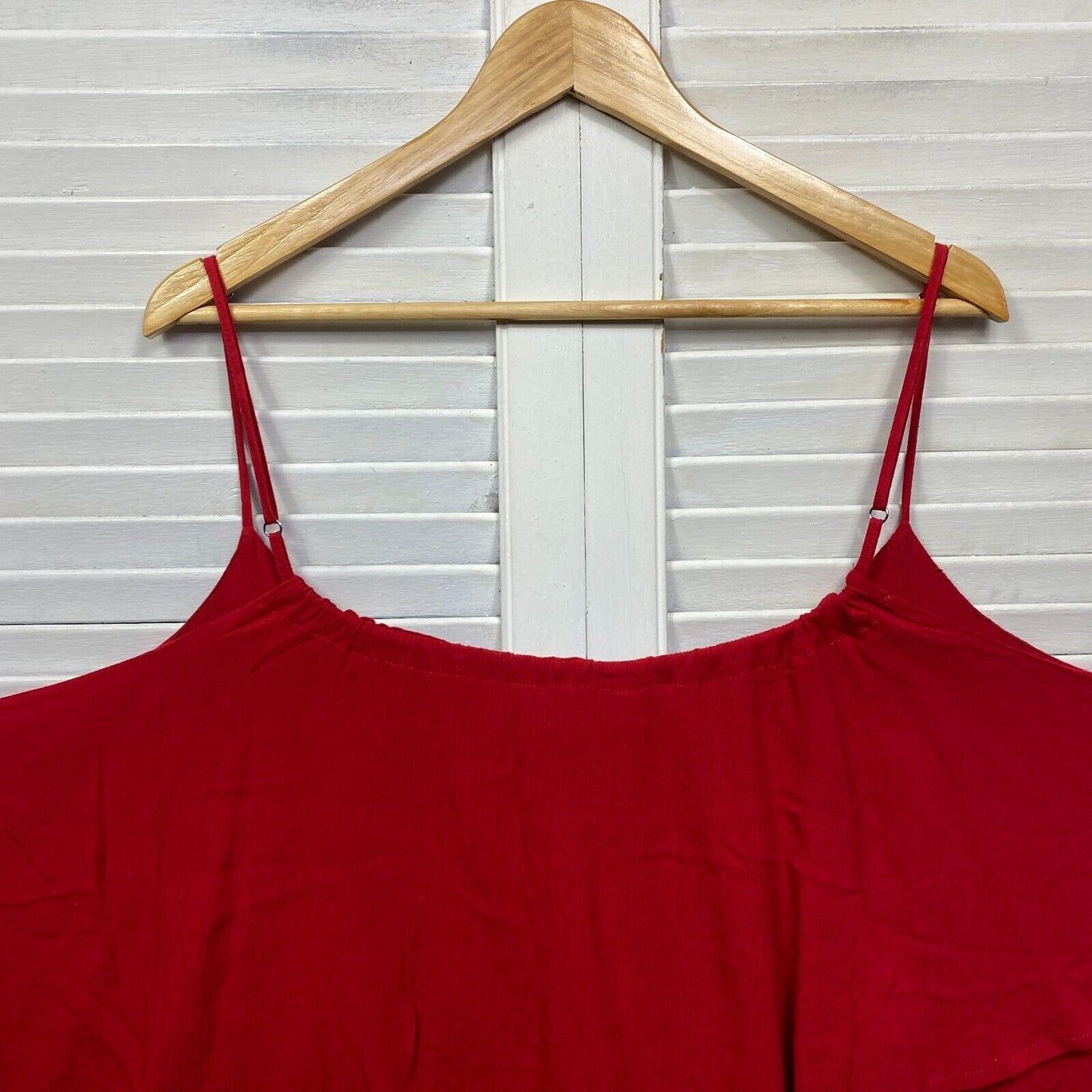 Edited Top Size 26 Plus Red Sleeveless Casual Viscose Adjustable Straps