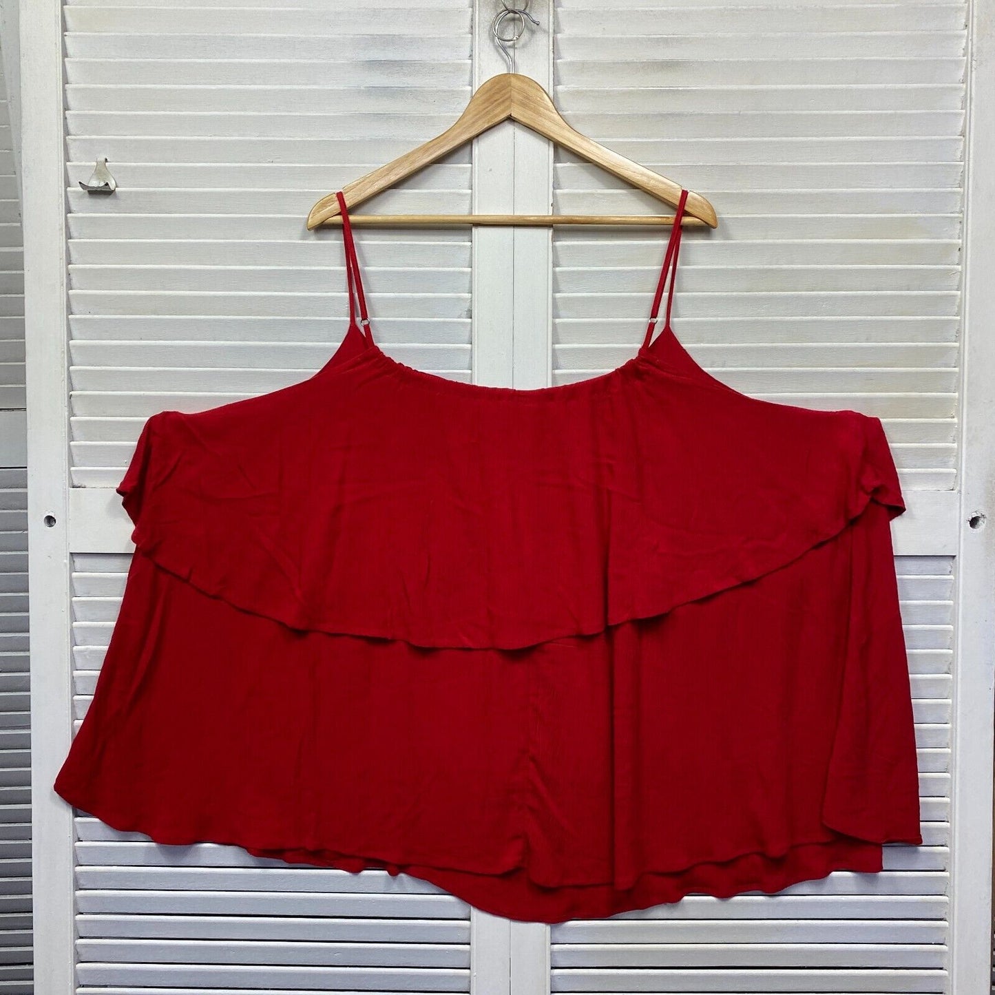 Edited Top Size 26 Plus Red Sleeveless Casual Viscose Adjustable Straps