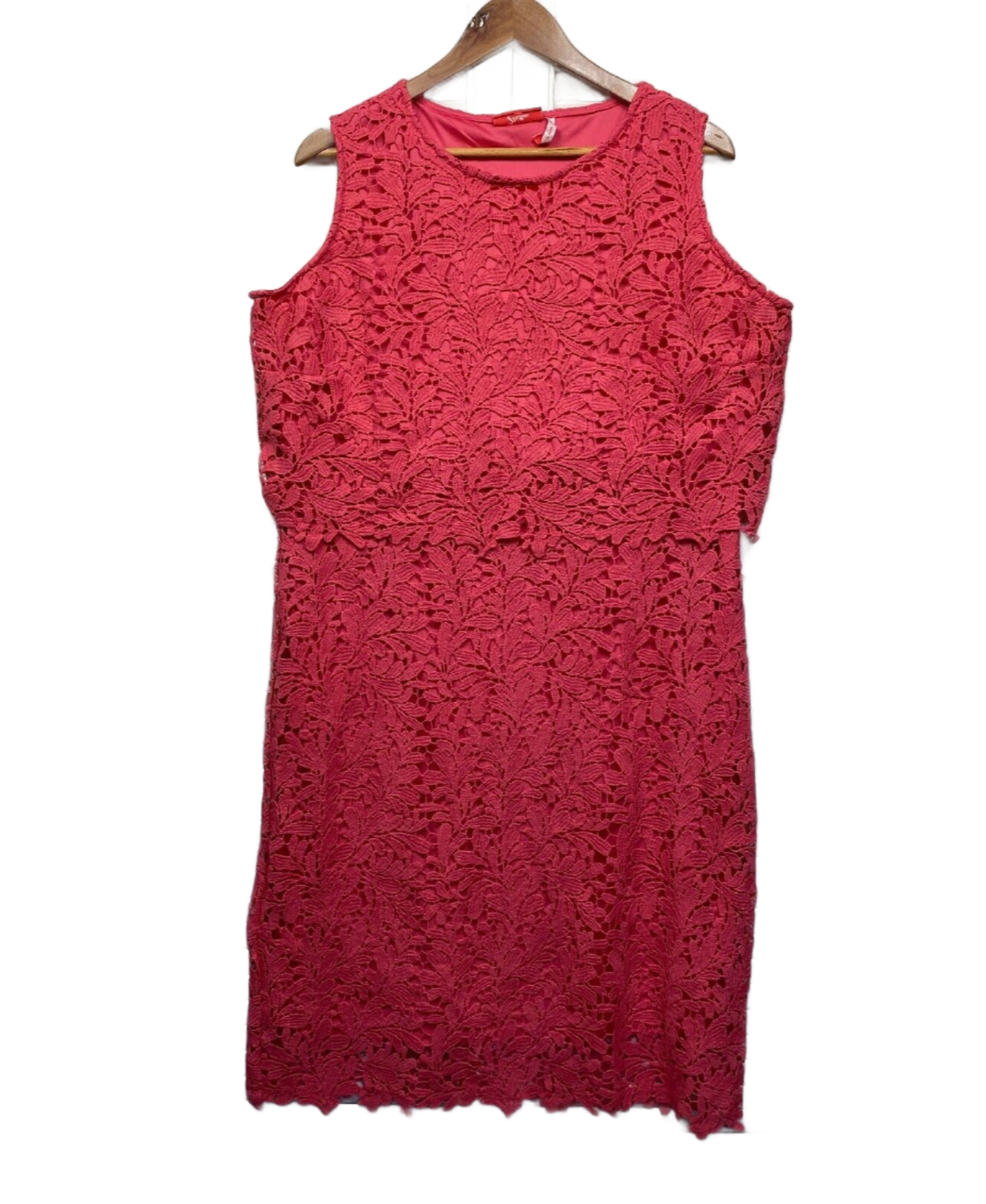 Millers Dress  Size 18 Plus Coral Lace Crochet Overlay Sleeveless Cocktail Occassion Preloved