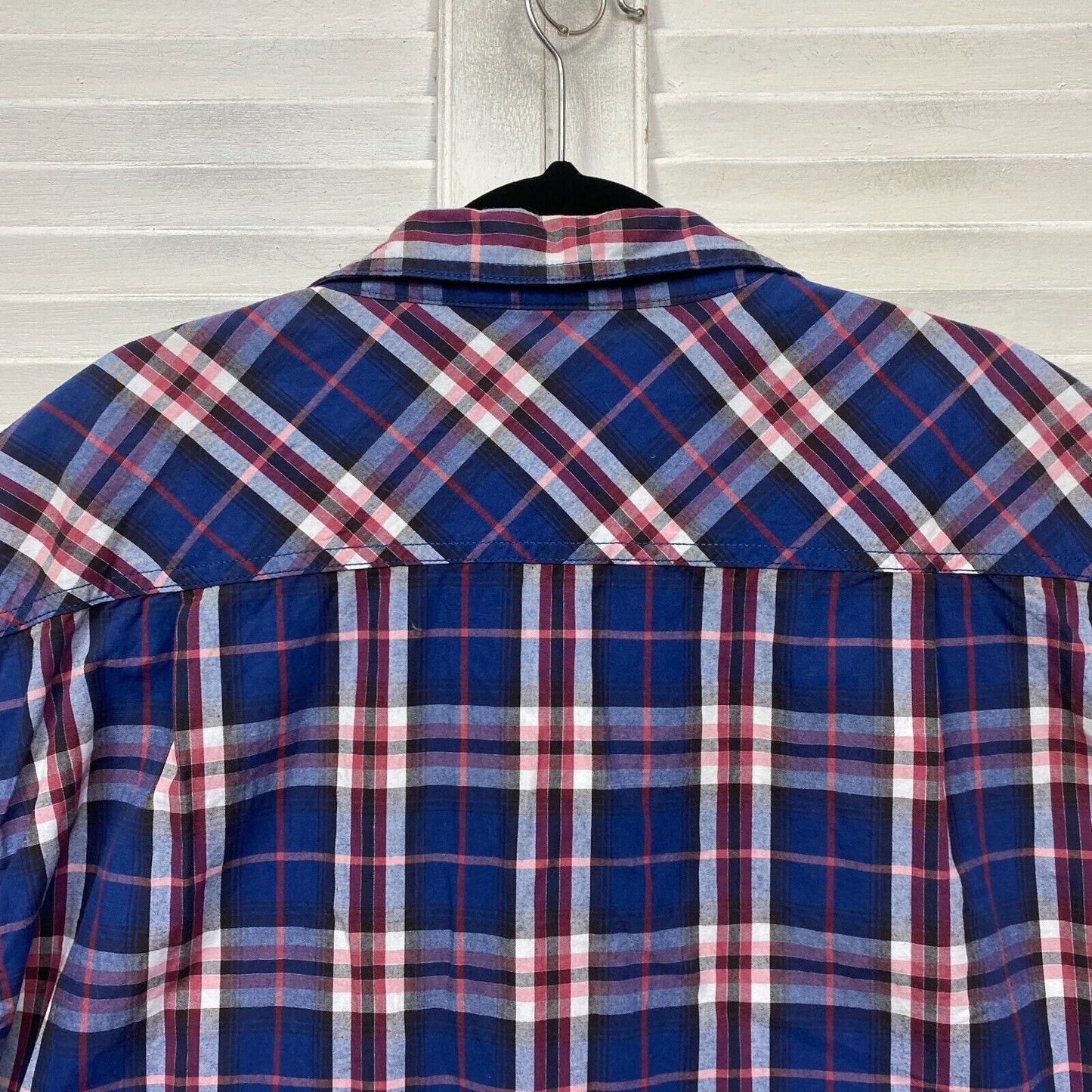 Joe & Co Shirt Mens 3XL Plus Blue Long Sleeve 100% Cotton Big & Tall Check