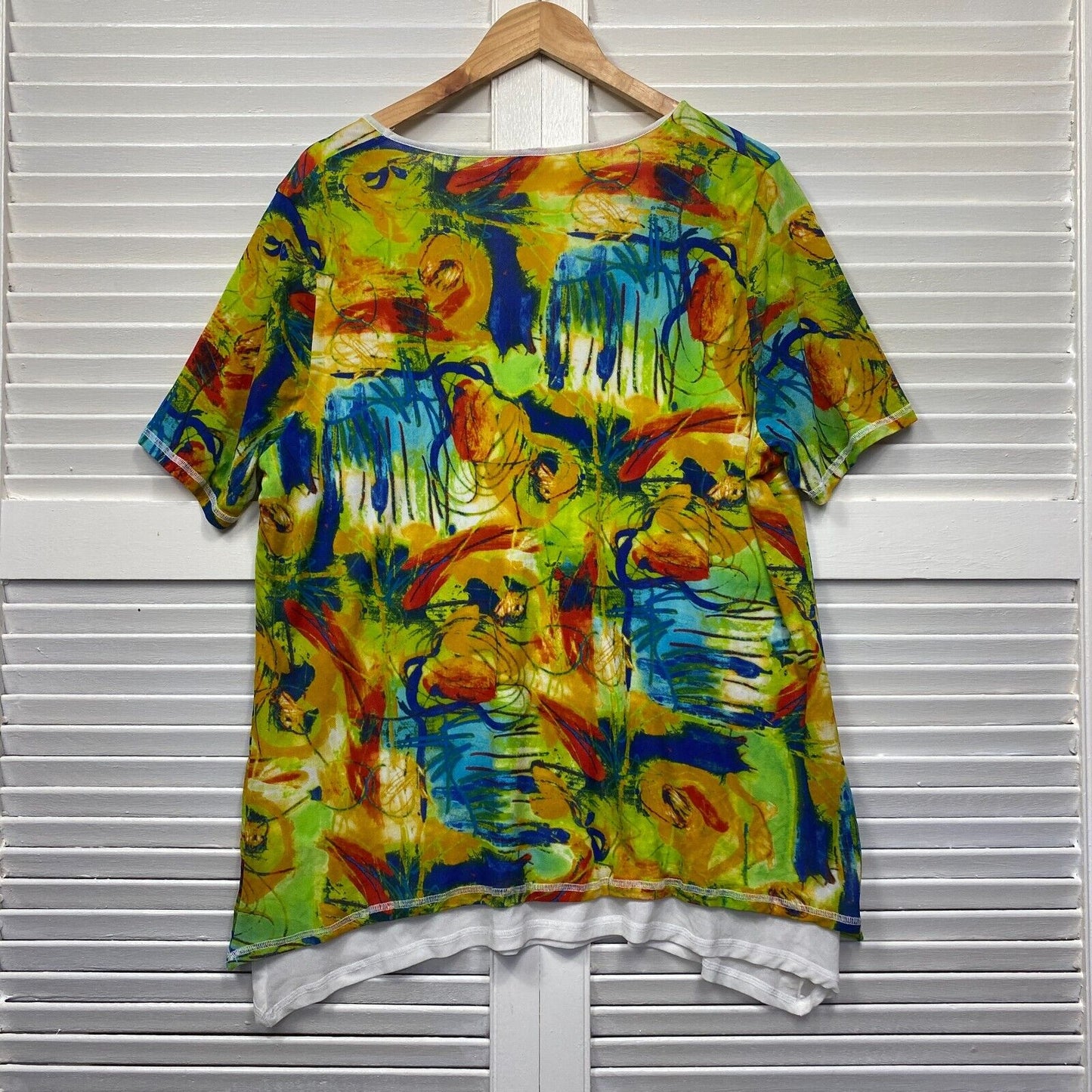 Taking Shape Top Size 18 Plus Medium Short Sleeve Multicoloured