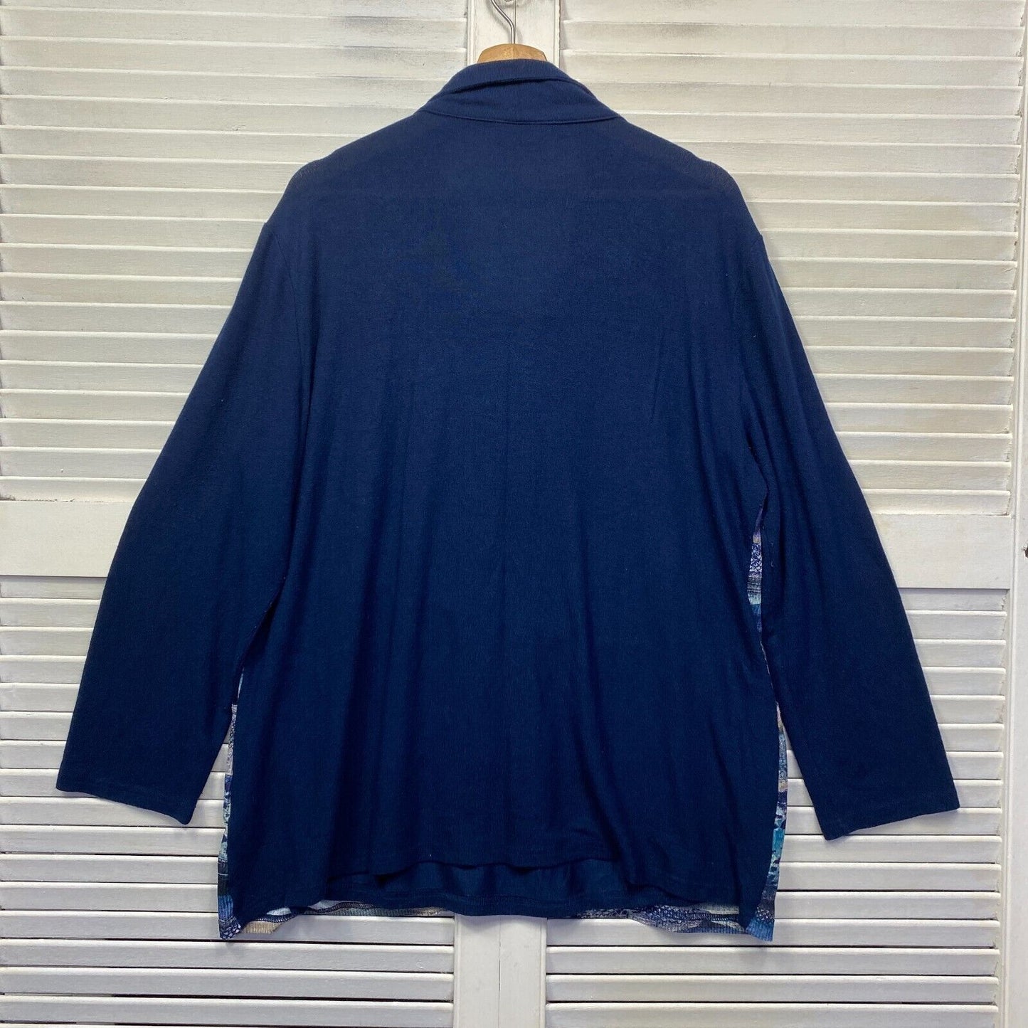 Merric Top Size 20 Plus Blue Full Zip Up Pockets Long Sleeve