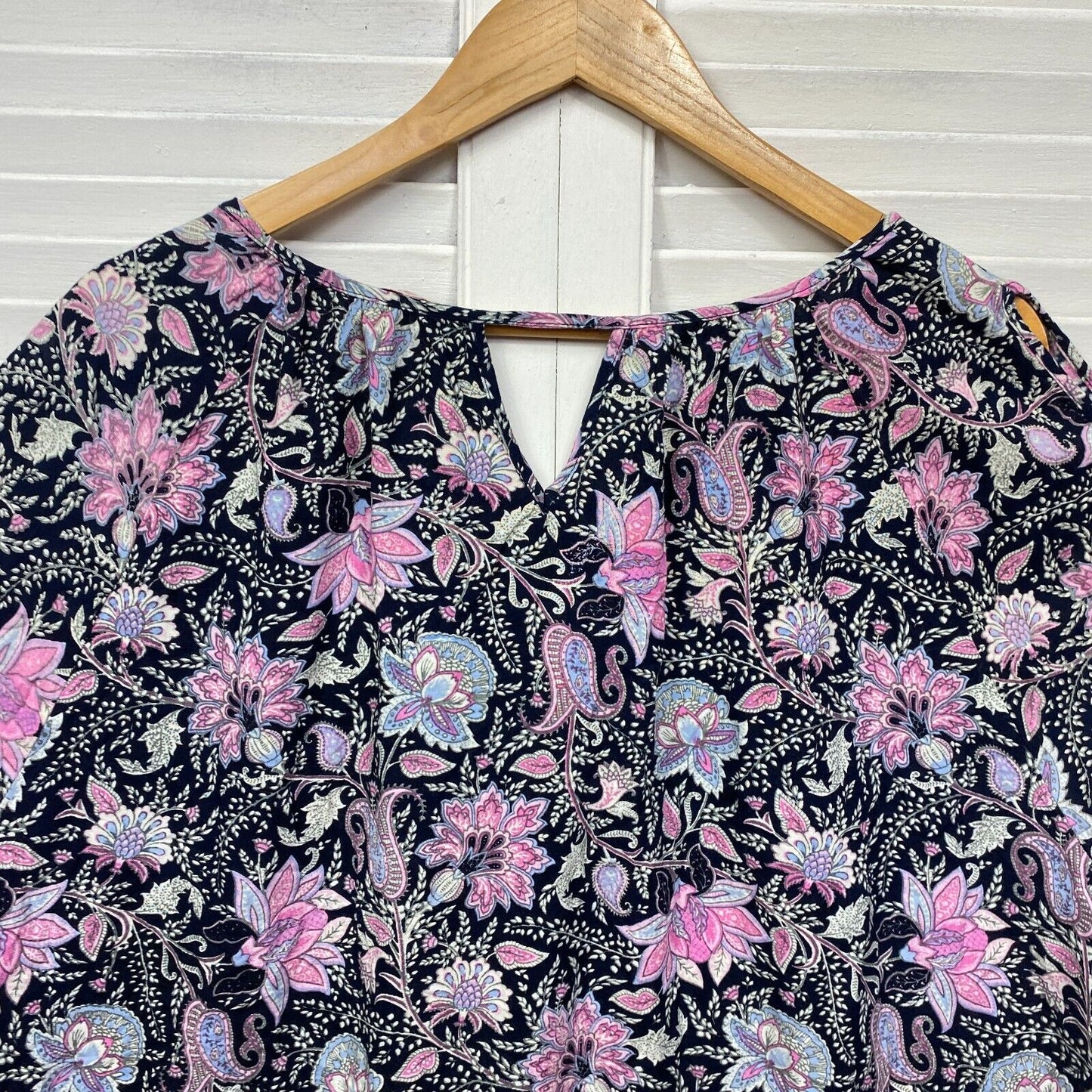 Millers Top Size 22 Plus Cold Shoulder Sleeve Floral Black Pink