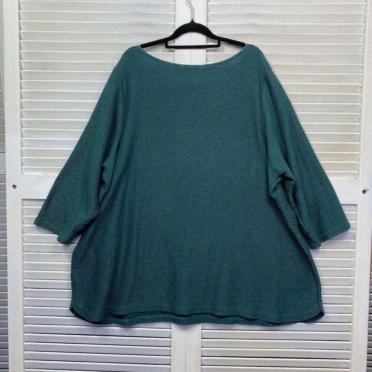 Belle Curve Top Size 24 Plus Green Long Sleeve Cotton Blend Textured