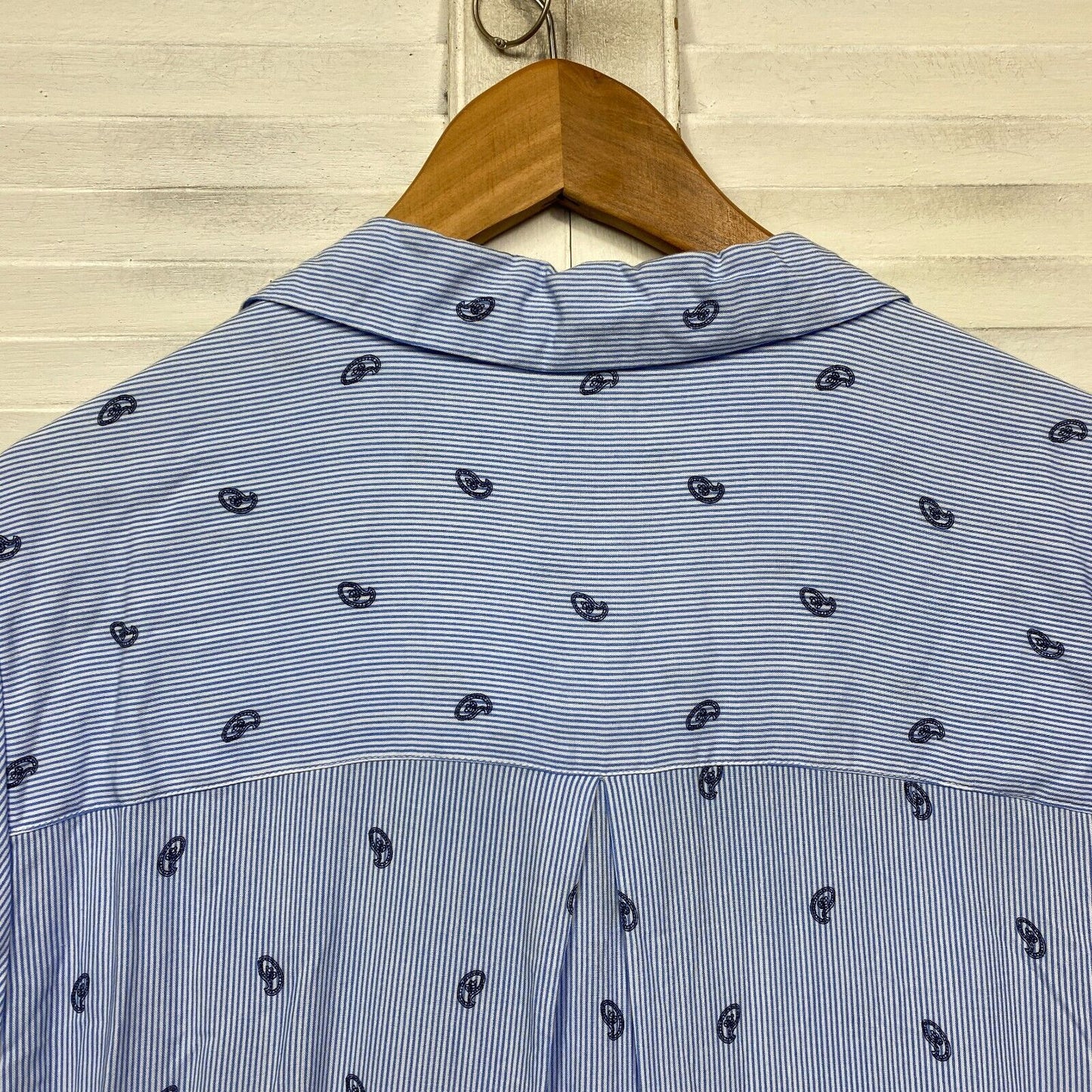 Autograph Top Size 14 Plus Blue Button Up Roll Tab Sleeve Viscose Collared