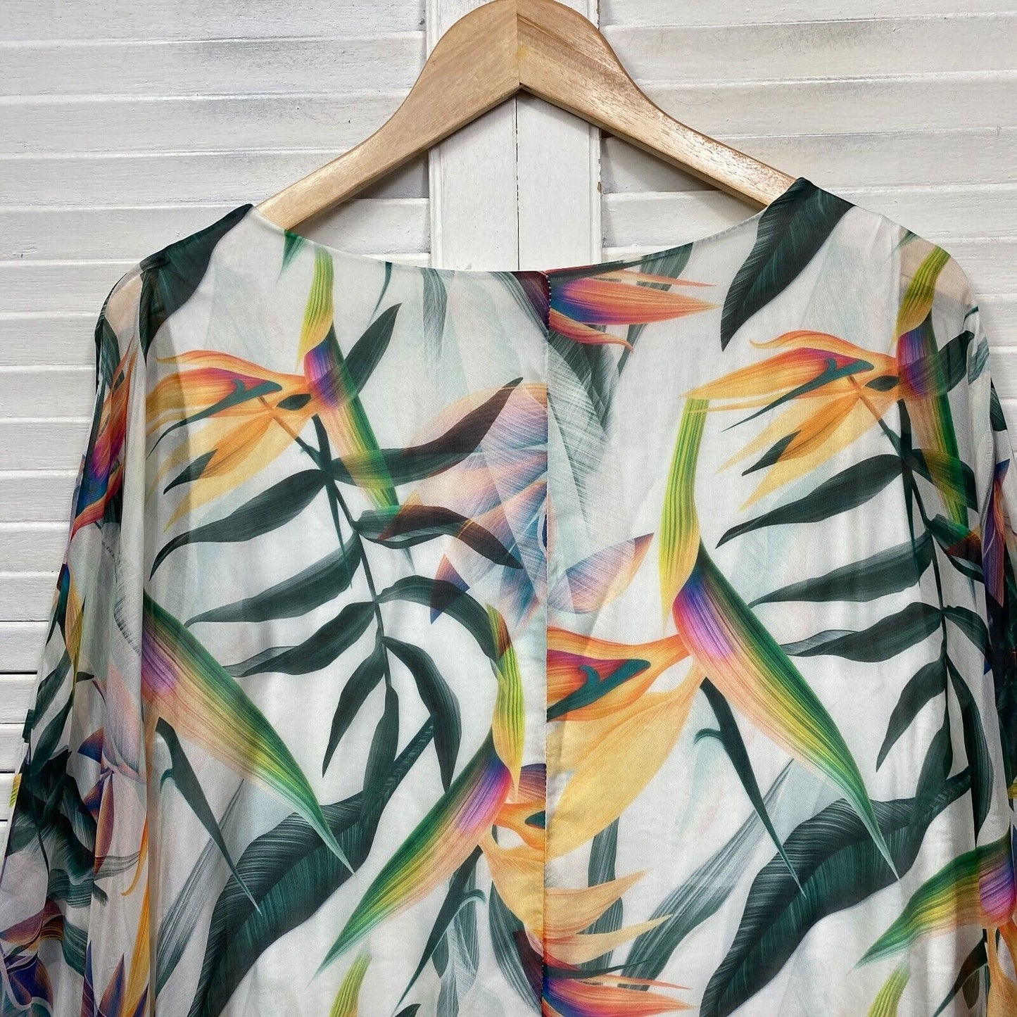 Jenny Jazz Made in Italy Top One Size 14 Silk Blend Floral Kaftan Long Sleeve