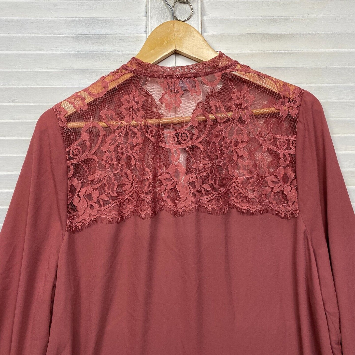 Tokito Curve Shirt Size 16 Plus Pink Long Sleeve Lace Trim