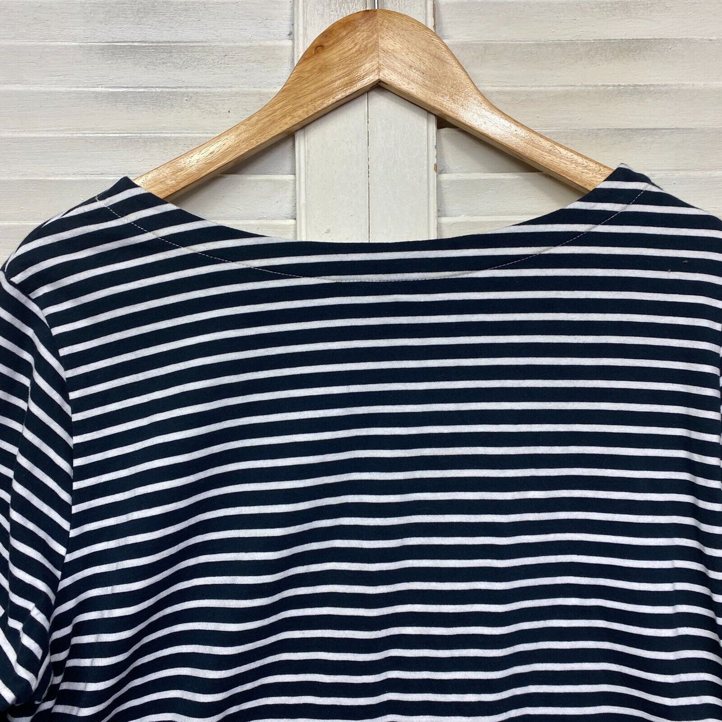 Autograph Top Size 14 Plus Blue White Striped Long Sleeve Casual 100% Cotton