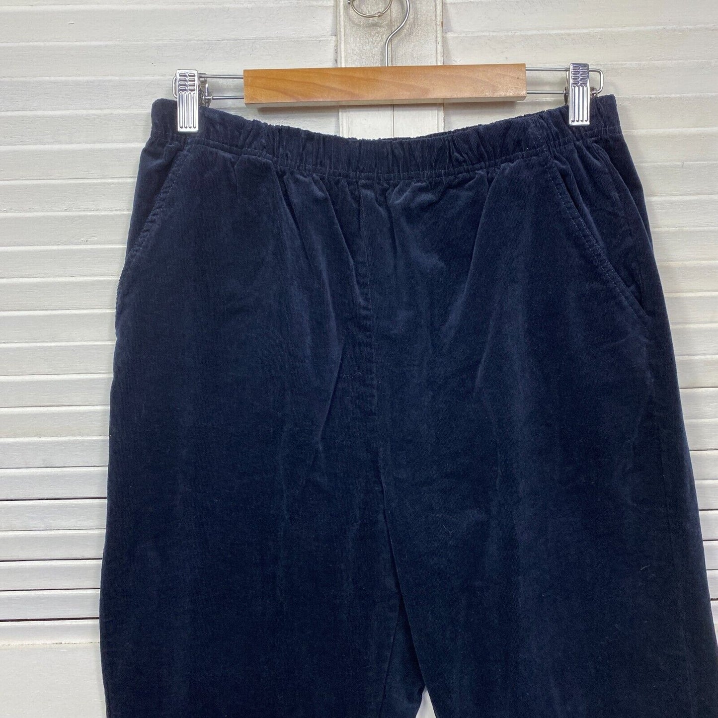 Victoria Hill Pants Size 14 Blue Navy Elastic Waist Corduroy Pockets