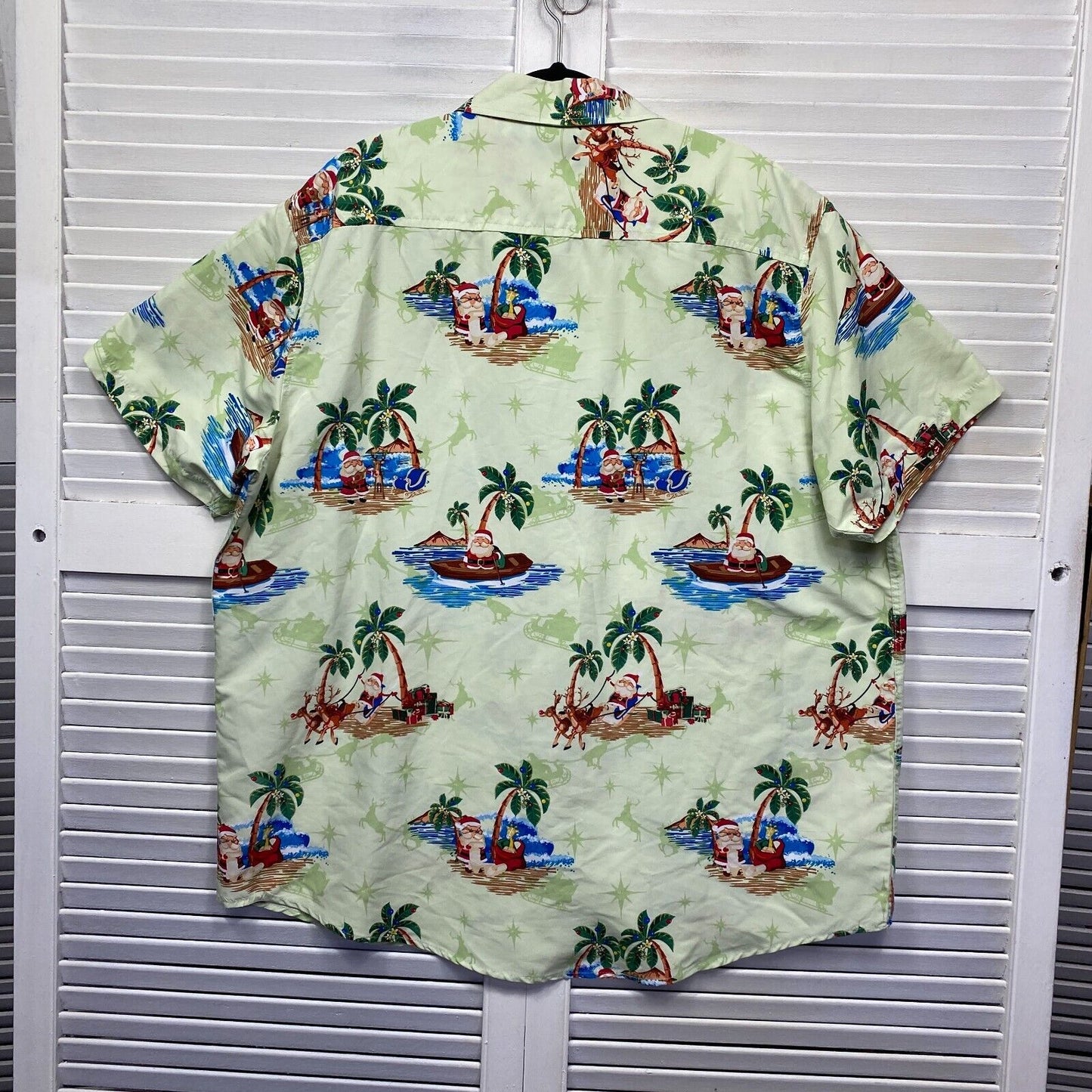 Christmas Shirt Mens 4XL Short Sleeve Santa Beach Surfing Tropical Preloved