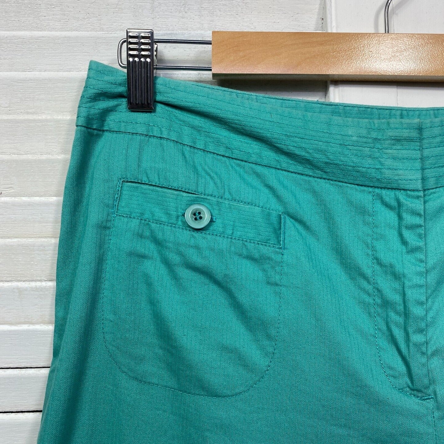 Wombat Pant Size 14 Green Cropped Zip Fly Cotton Blend