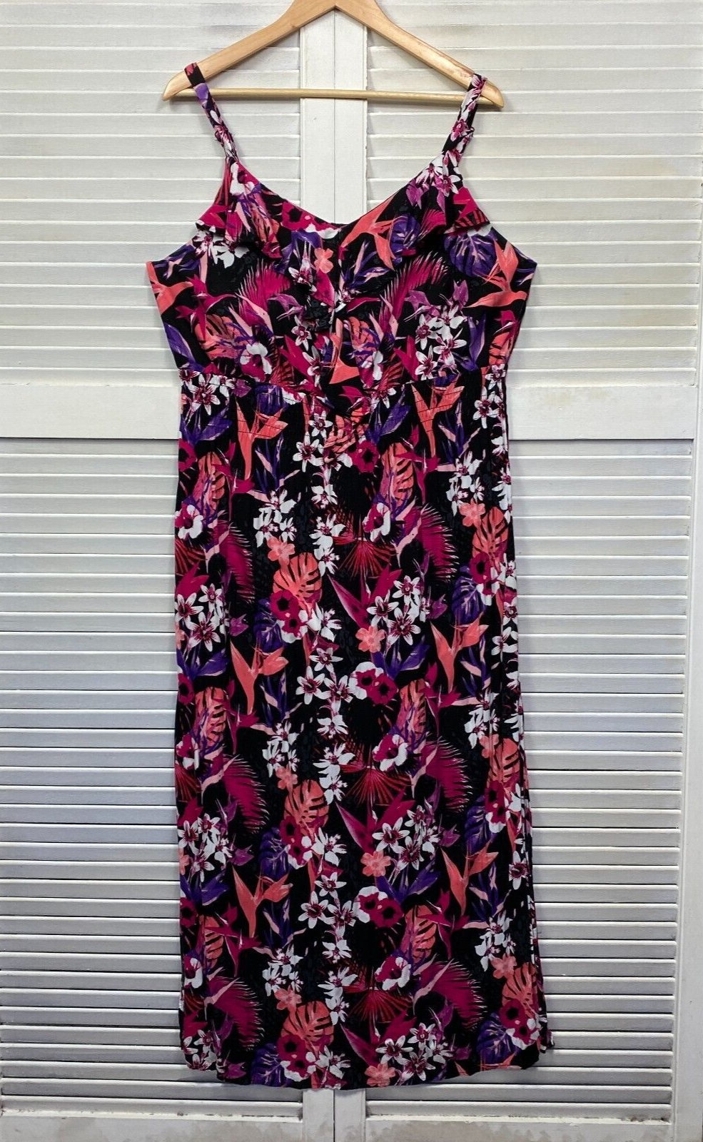 Alexia Dress Size 18 Plus Black Floral Sleeveless Adjustable Straps