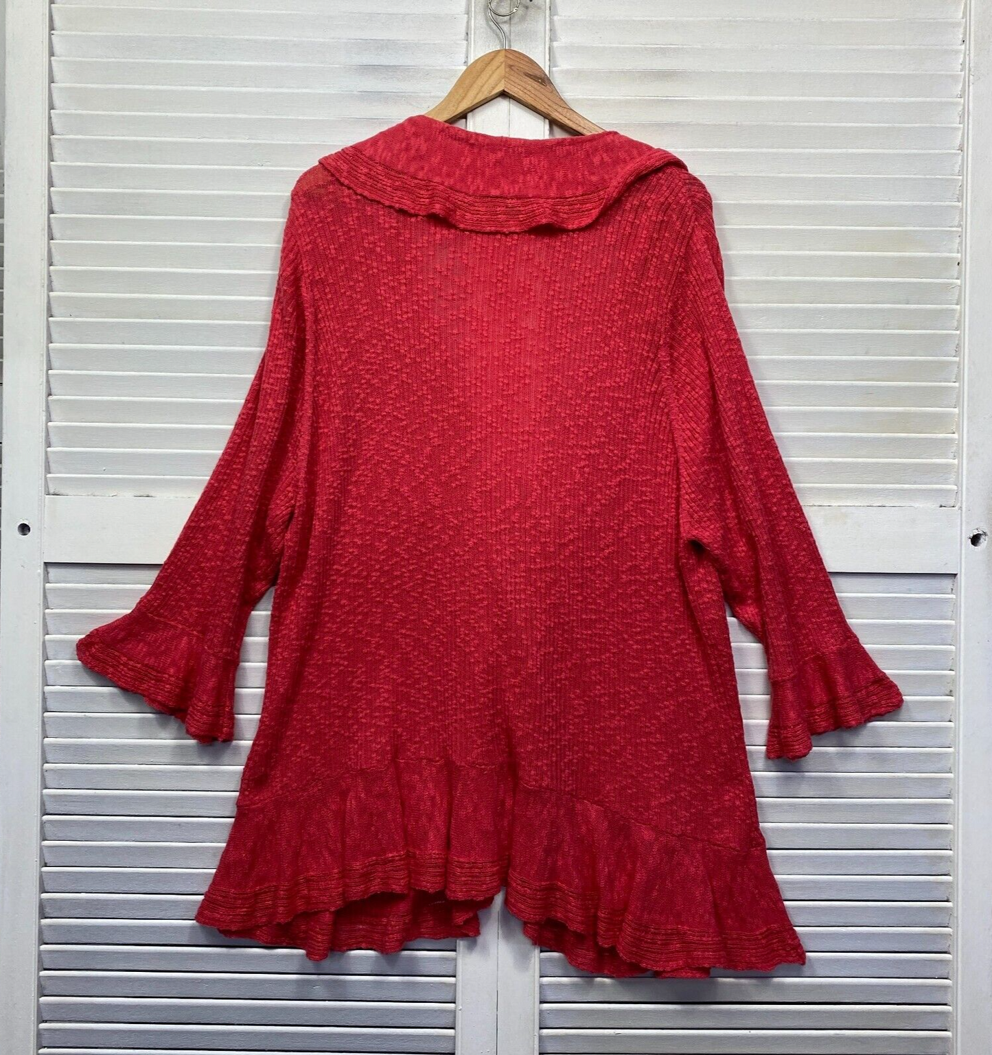 Beme Cardigan Jumper Size Large 20 Plus Red Long Sleeve Knit Striped