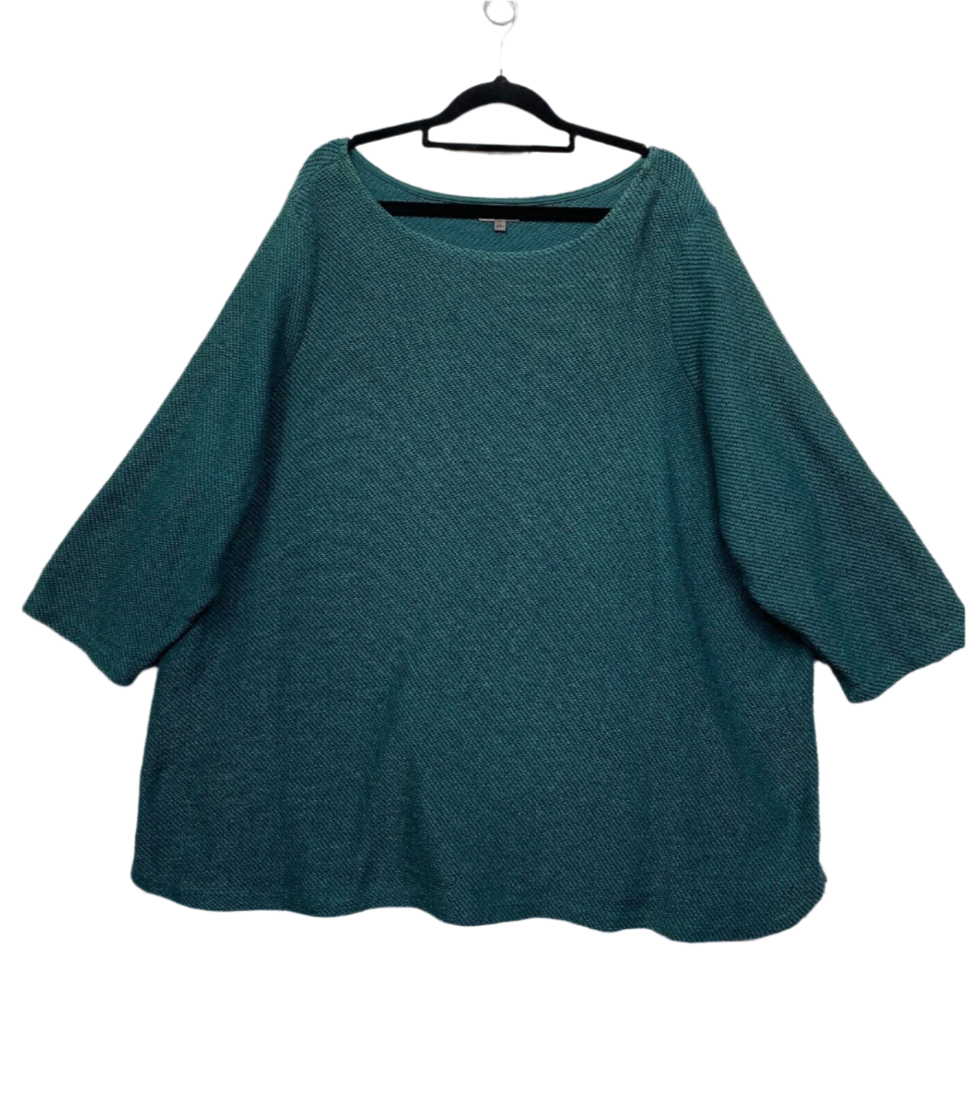 Belle Curve Top Size 24 Plus Green Long Sleeve Cotton Blend Textured