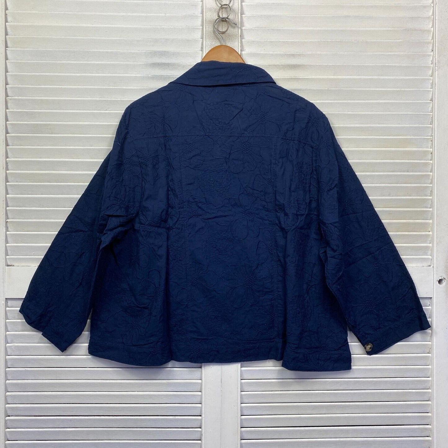 Autograph Jacket Top Size 22 Plus Blue Navy Embroidered Shacket New