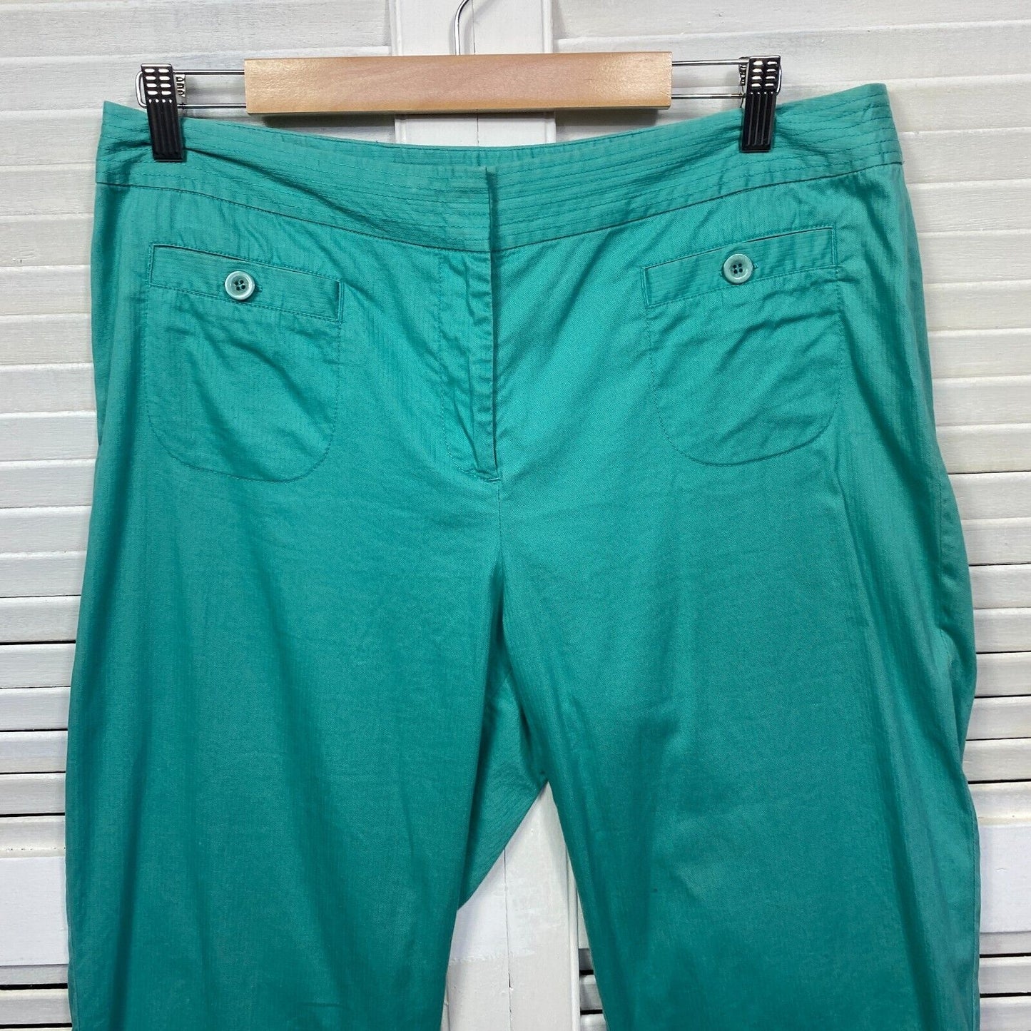 Wombat Pant Size 14 Green Cropped Zip Fly Cotton Blend