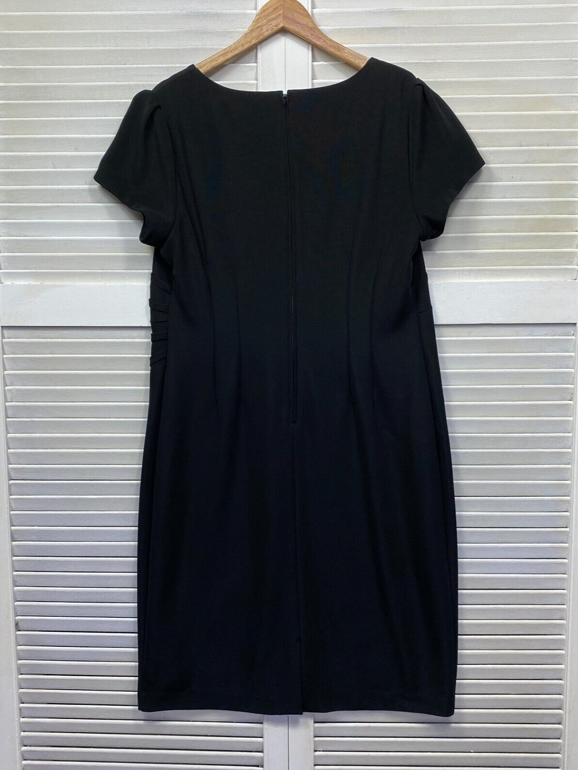 Autograph Dress Size 14 Plus Black Short Sleeve Pencil Knee Length