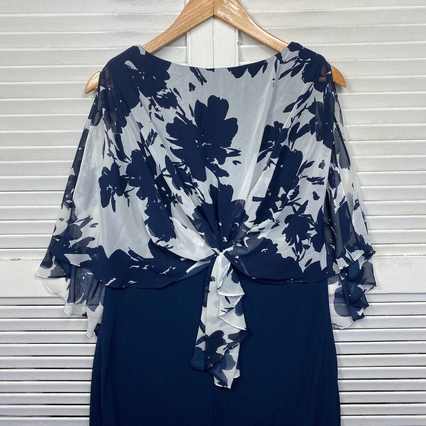 Liz Jordan Dress Large Floral Sheer Overlay Cold Shoulder Cocktail Occasional