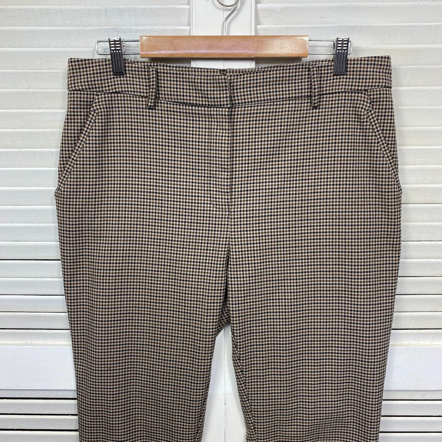 Forever New Pant Size 14 Mini Check Gingham Pockets Zip Fly Office Work