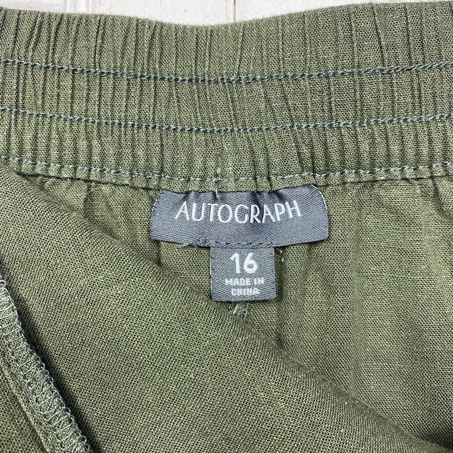 Autograph Skirt Size 16 Plus Green Linen Blend Knee Length