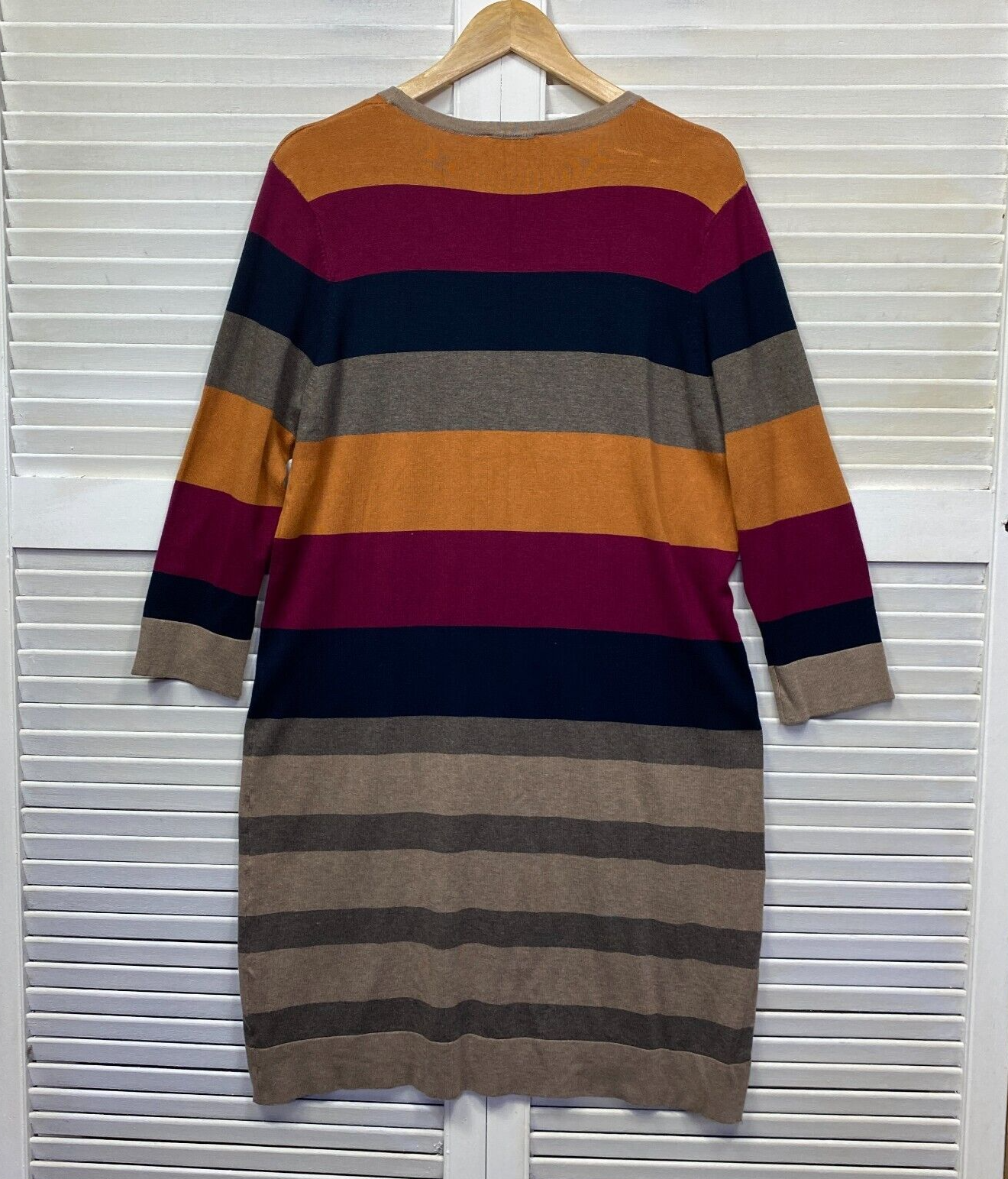 Suzanne Grae Knit Dress Size Large Striped Multicoloured Long Sleeve