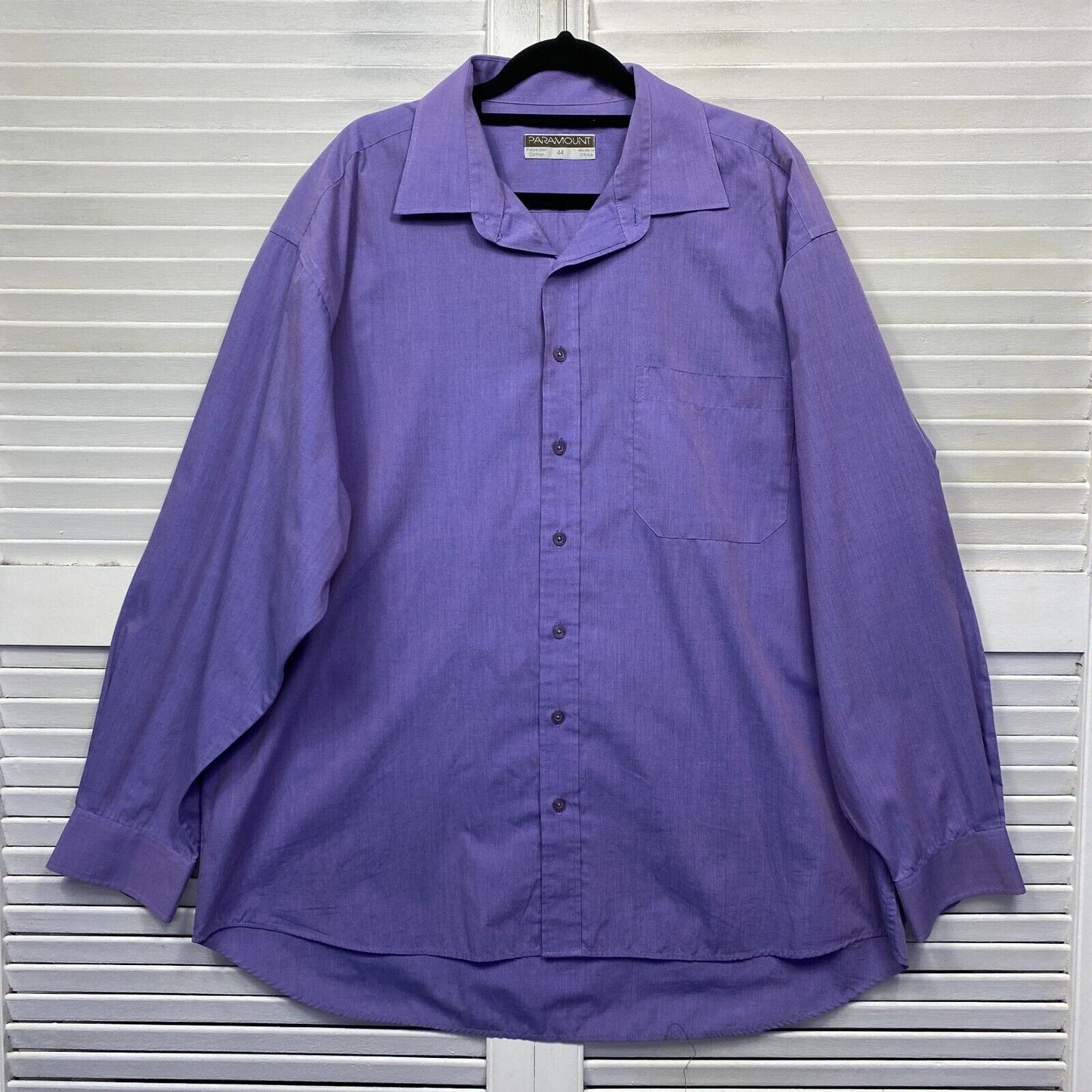 Paramount Shirt Mens 44 Plus Long Sleeve Button Up Purple Cotton Big & Tall