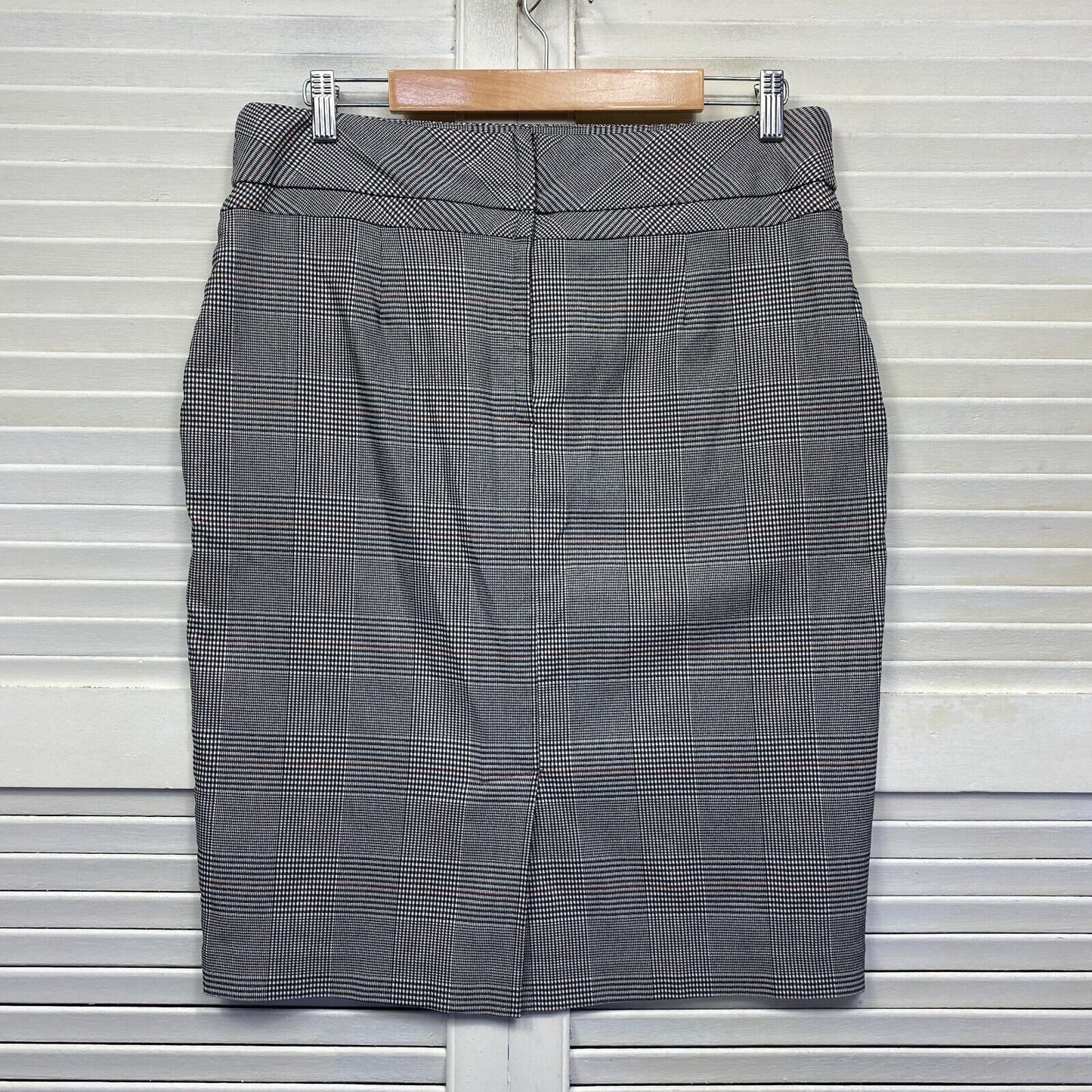 Preview Skirt Size 14 Grey Houndstooth Check Pencil Pockets Office Lined